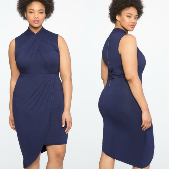 Eloquii Dresses & Skirts - Eloquii, Wrap Front Dress, Navy Blue, 14